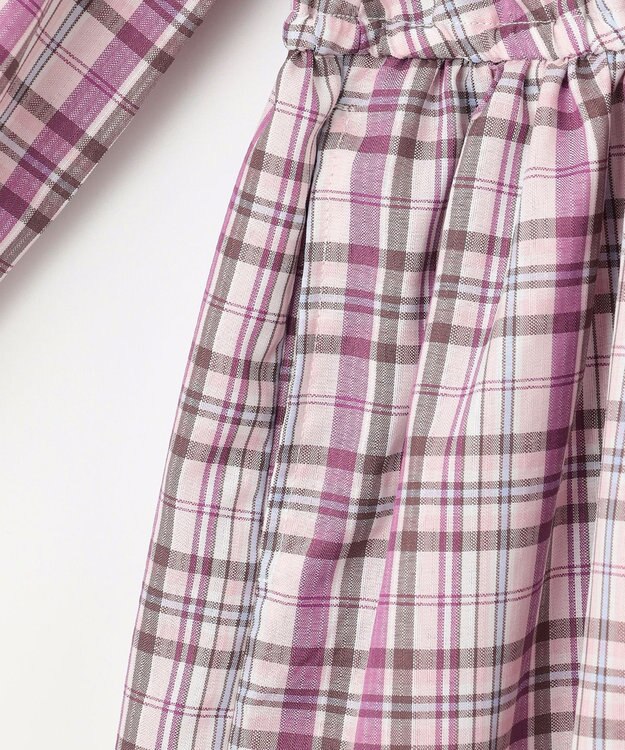 ANY KIDS チェックドッキングワンピース ピンク