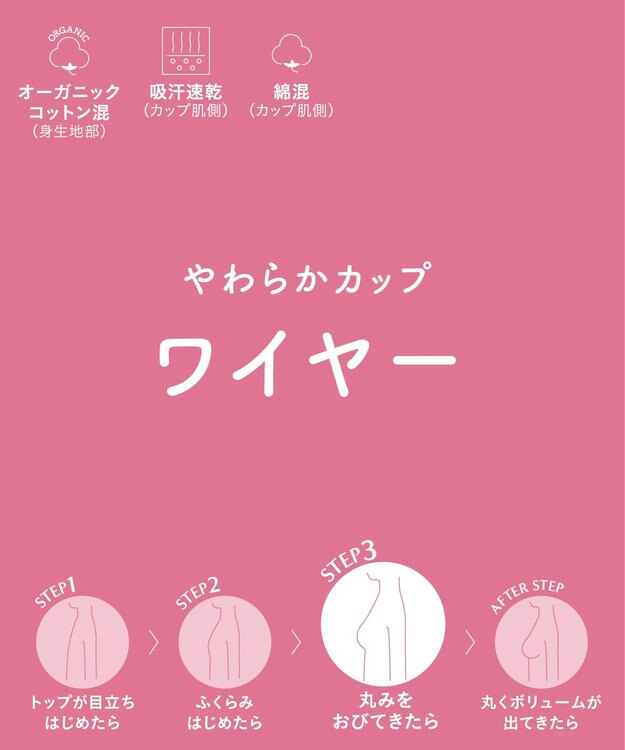 Wing ジュニア ブラジャー Wing Teen やさしくサポート オーガニックコットン混(身生地部) 【STEP3 まるみをおびてきた胸に】 RB2016 ウイング／ワコール アイボリー