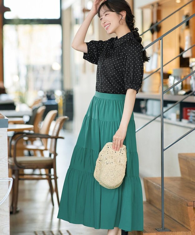 Tiaclasse ティアードフレアスカート グリーン