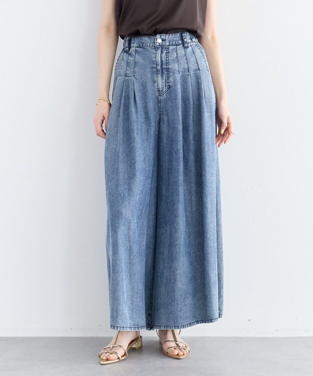 YECCA VECCA バイオ加工ヴィンテージデニムワイドパンツ Indigo