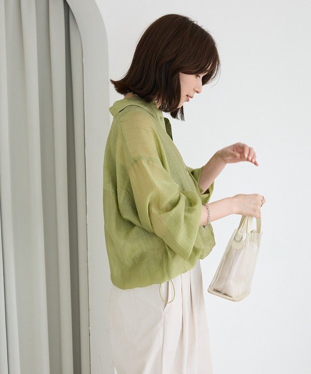 Green Parks 裾ドロストシアーシャツ Green