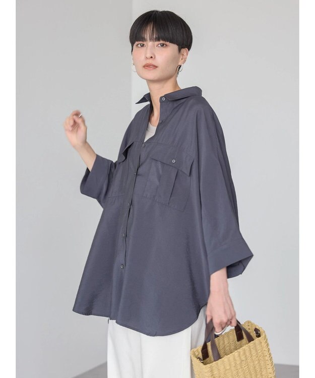 AMERICAN HOLIC 接触冷感Ｗポケットシャツチュニック Charcoal Gray