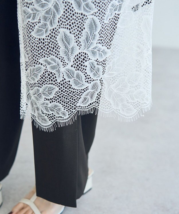 YECCA VECCA リーフ柄レースキャミワンピース Off White