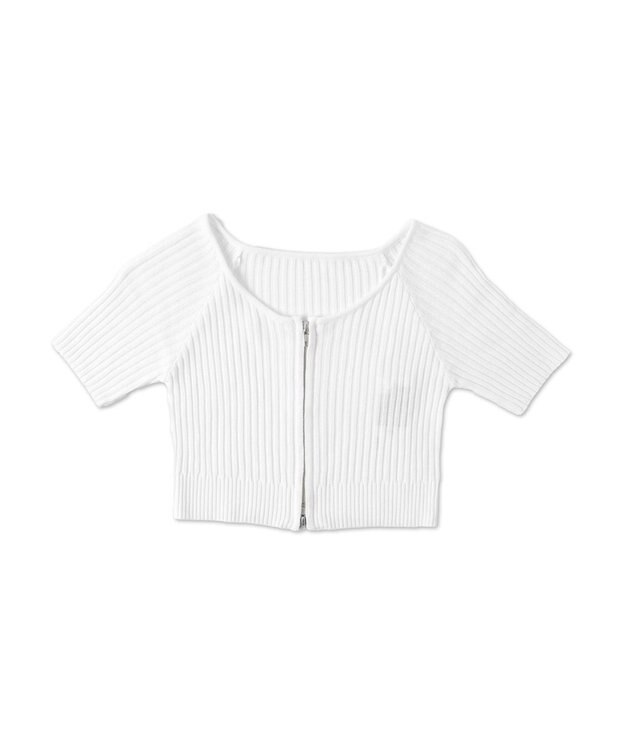 WEGO ダブルジップオフショルニットトップス オフホワイト