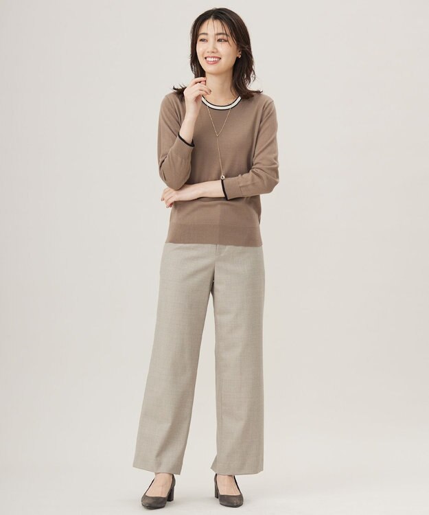 J.PRESS LADIES 【洗える】ANASTASIA milled セミワイド パンツ ベージュ系