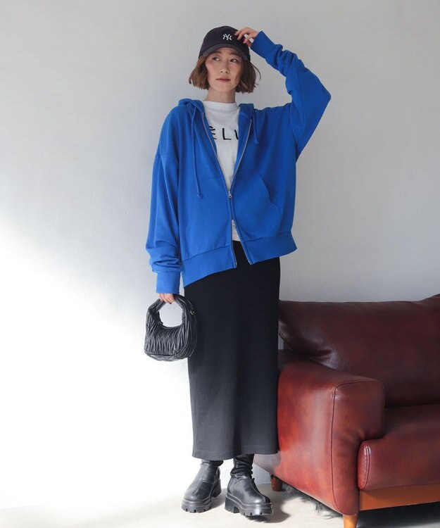 WEGO 【ユニセックス着用ITEM/MLサイズ展開】コンパクトフィットダブルZIPパーカー ブルー