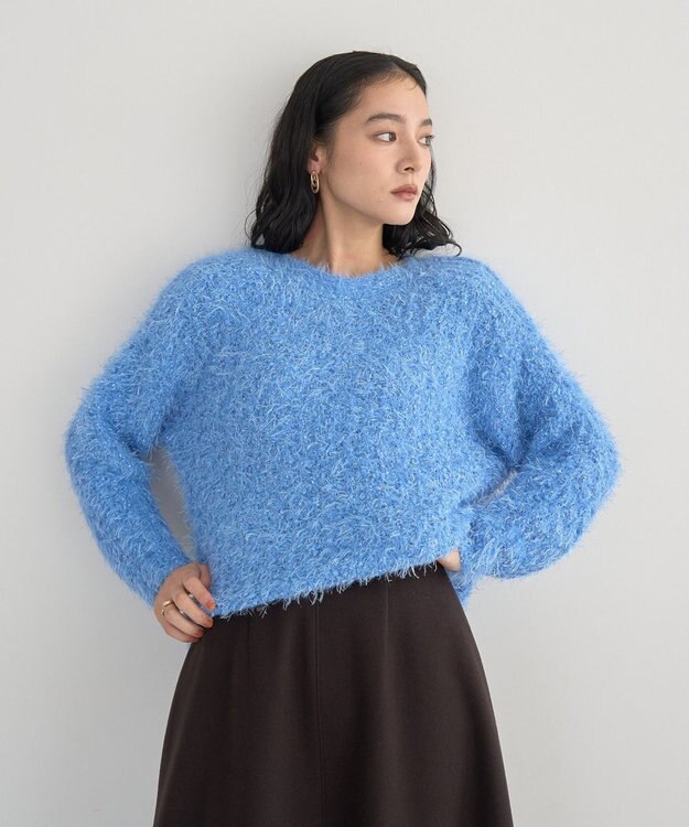 YECCA VECCA フェザーモールニット Blue