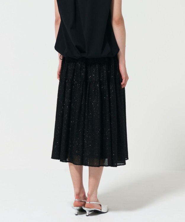 GRACE CONTINENTAL シフォンカットジャガードスカート ブラック