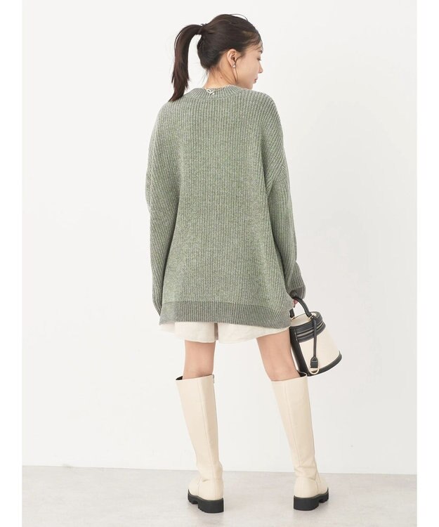 earth music&ecology シャイニーベロアモールチュニック Green