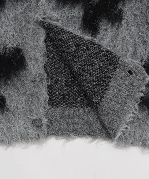 WEGO 【ユニセックス着用ITEM/MLサイズ展開】モヘアタッチパターンカーディガン ダークグレー