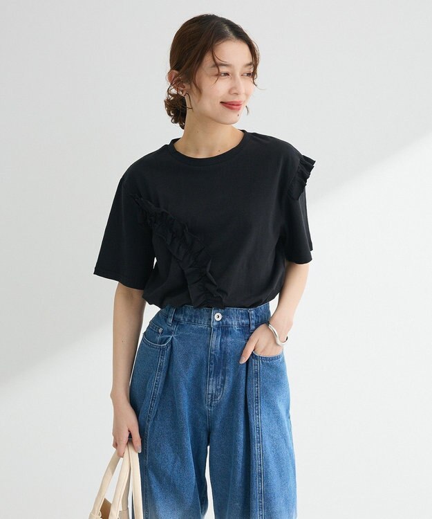 Green Parks ・Ｐｅｔｉｔ　Ｆｌｅｕｒ　アシンメトリーフリルＴＥＥ Gray Mixture