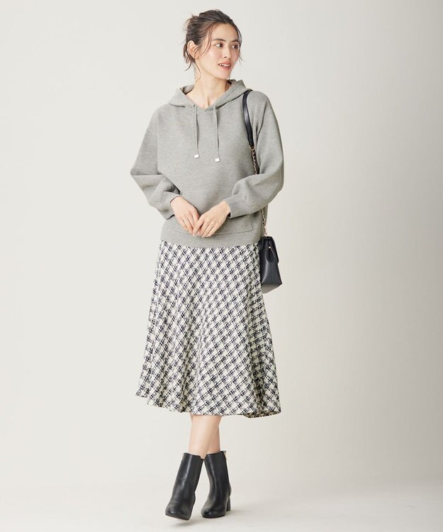 ANY SIS L パフィツイードミディ スカート アイボリー系