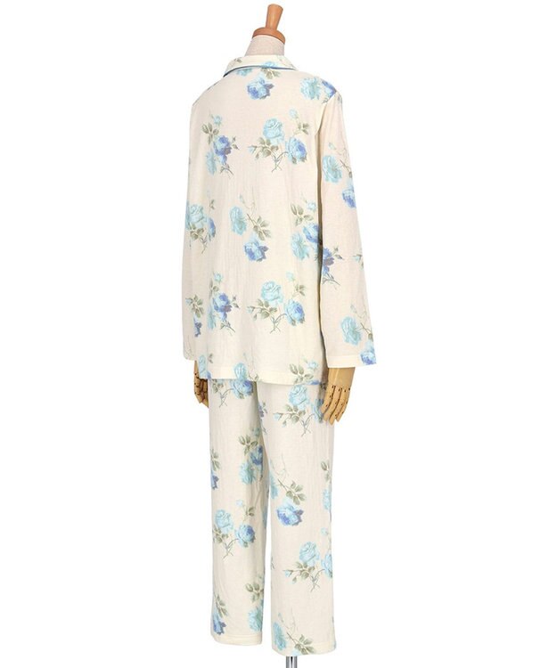 Wing パジャマ 長袖 長ズボン 綿混(本体) あったか レディース EP5071 ウイング／ワコール サックス