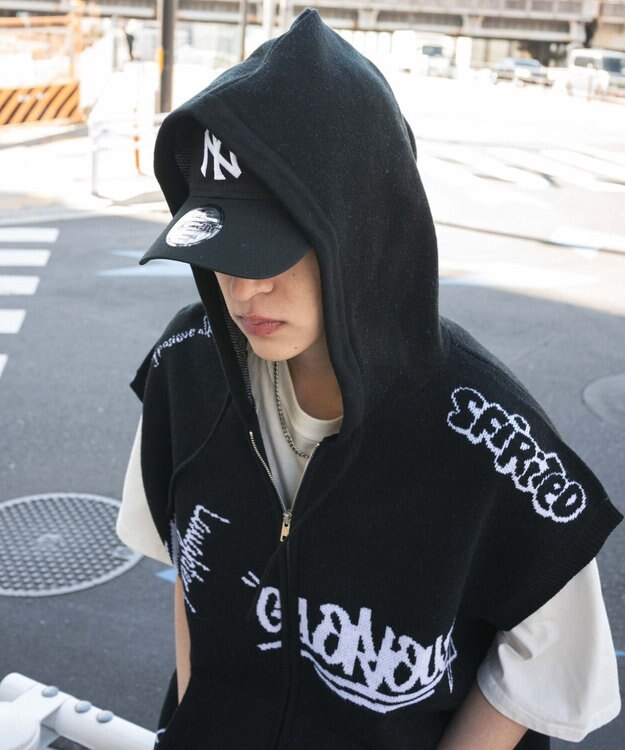 WEGO 【ユニセックス着用ITEM/MLサイズ展開】ジャガードノースリジップパーカー ブラック