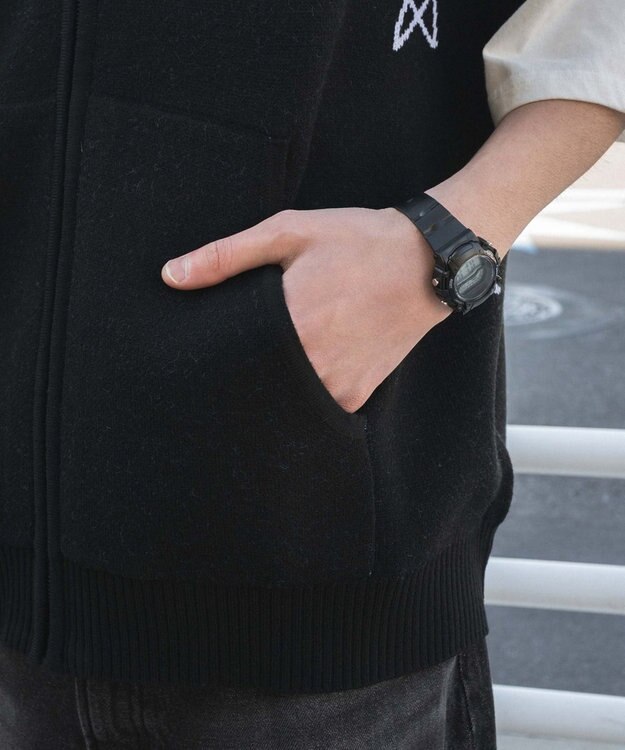 WEGO 【ユニセックス着用ITEM/MLサイズ展開】ジャガードノースリジップパーカー ブラック