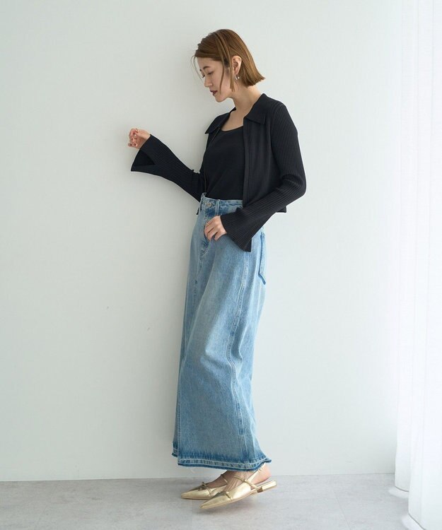 YECCA VECCA 【2点SET】キャミセット襟付きZIPカーディガン Black