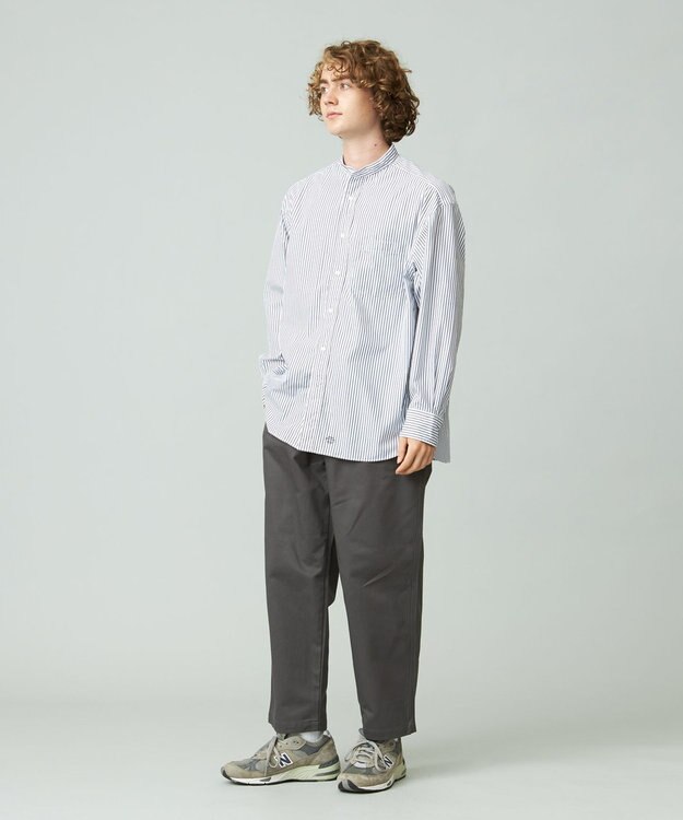 J.PRESS YORK STREET 【UNISEX】タイプライターストライプ バンドカラーシャツ ホワイト系1