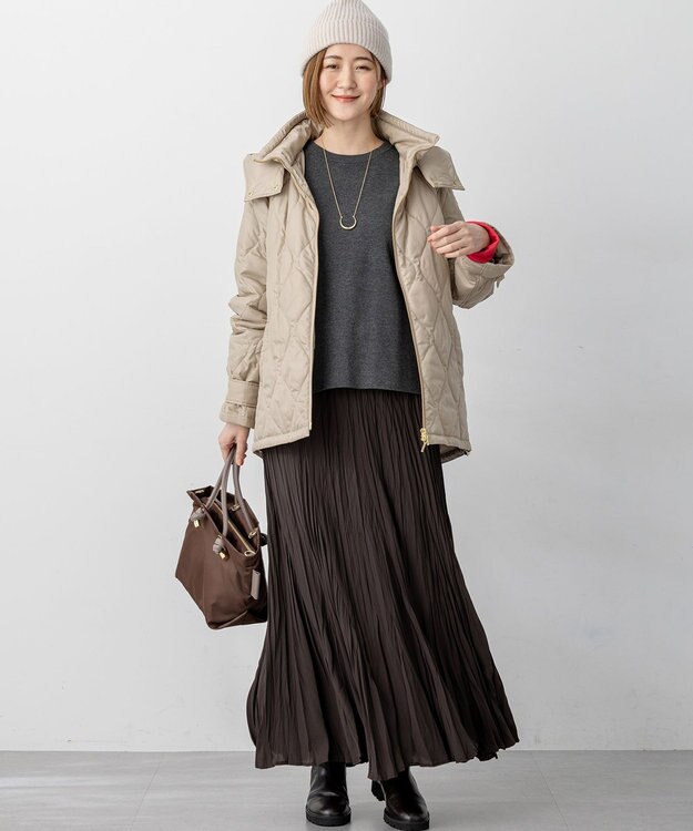 23区 L 中綿パディング フード2WAY アウター ベージュ系