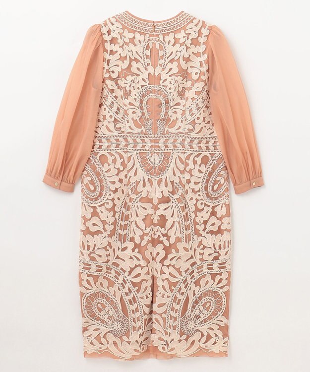 GRACE CONTINENTAL オーガン袖コード刺繍ドレス ピンク