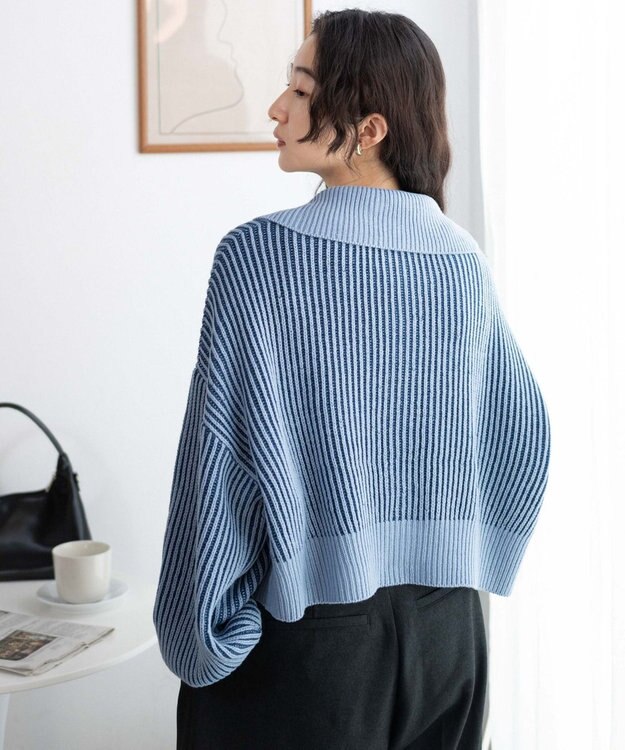 WEGO ダブルジップショートカーデ ブルー