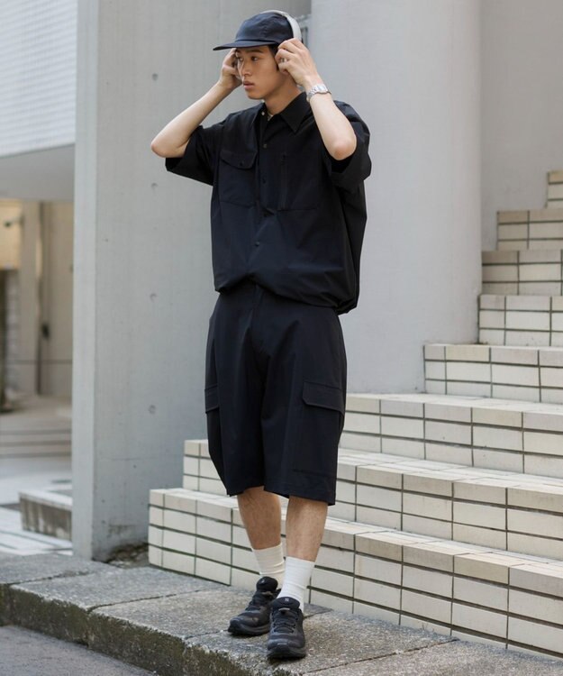 WEGO 【ユニセックス着用ITEM/MLサイズ展開/機能シャツ】リップストップシャツ（SS） ブラック