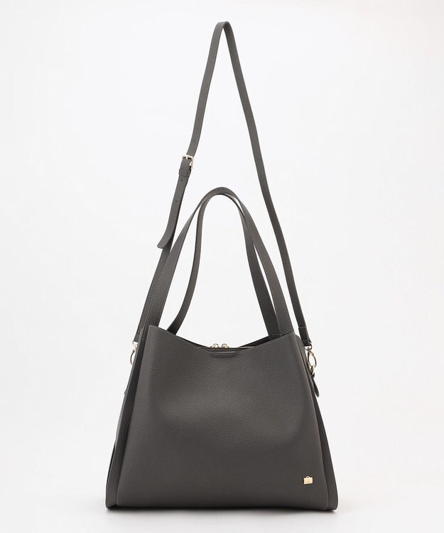 LA BAGAGERIE ソフトシュリンク2WAYハンドバッグ large ダークグレー