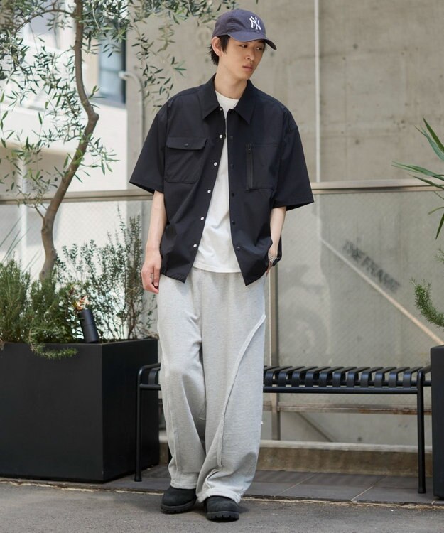 WEGO 【ユニセックス着用ITEM/MLサイズ展開/機能シャツ】リップストップシャツ（SS） ブラック