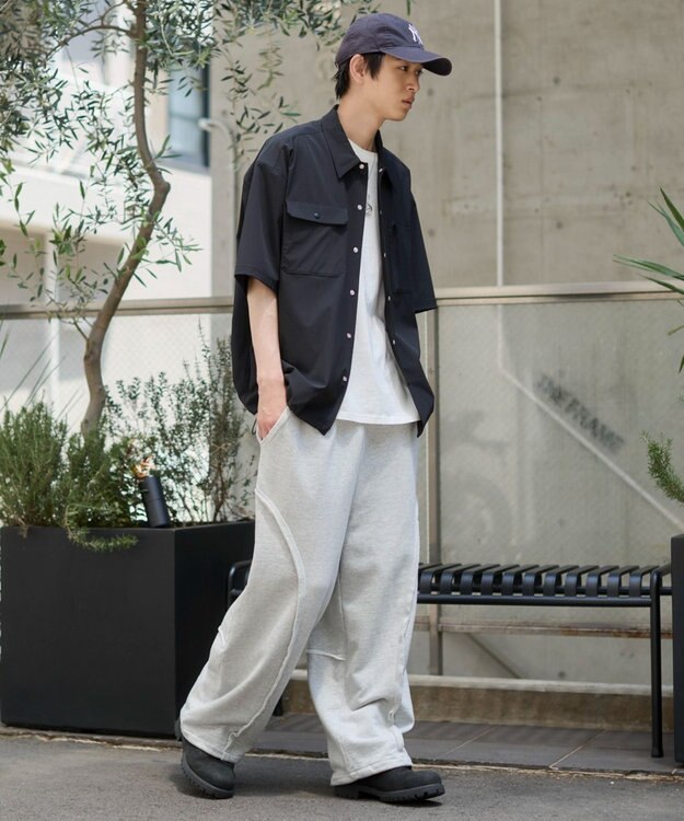 WEGO 【ユニセックス着用ITEM/MLサイズ展開/機能シャツ】リップストップシャツ（SS） ブラック