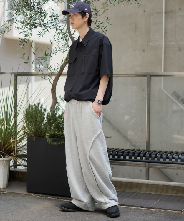 WEGO 【ユニセックス着用ITEM/MLサイズ展開/機能シャツ】リップストップシャツ（SS） ブラック