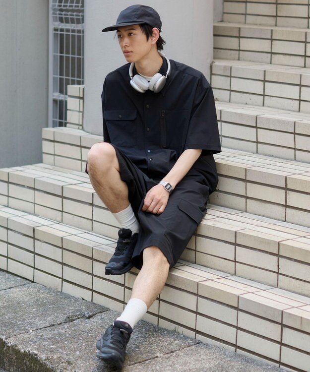 WEGO 【ユニセックス着用ITEM/MLサイズ展開/機能シャツ】リップストップシャツ（SS） ブラック