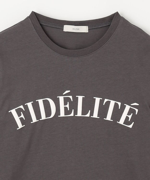 ANY L ロゴロングTシャツ チャコール×オフロゴ