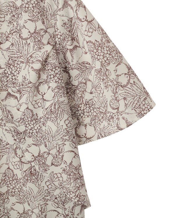 YECCA VECCA ラインフルーツ柄ラッフルブラウス Beige