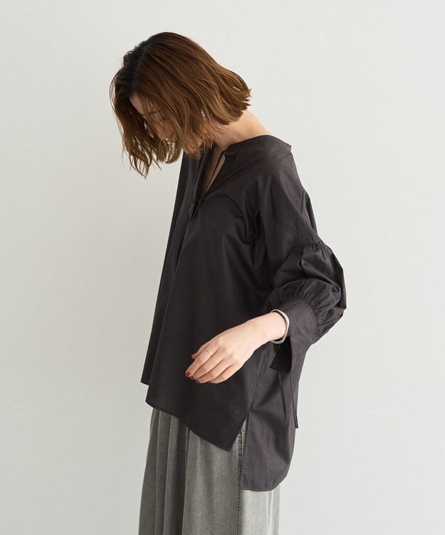 YECCA VECCA 【ORGABITS】5分袖スキッパーシャツ Charcoal Gray