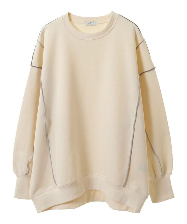 earth music&ecology 配色ルーズチュニック Ivory