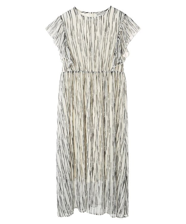 Green Parks ａ．肩フリルプリントワンピース White