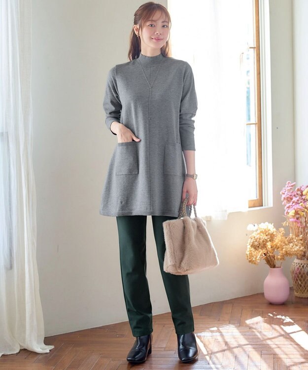 Tiaclasse ポケット付きニットチュニック グレー