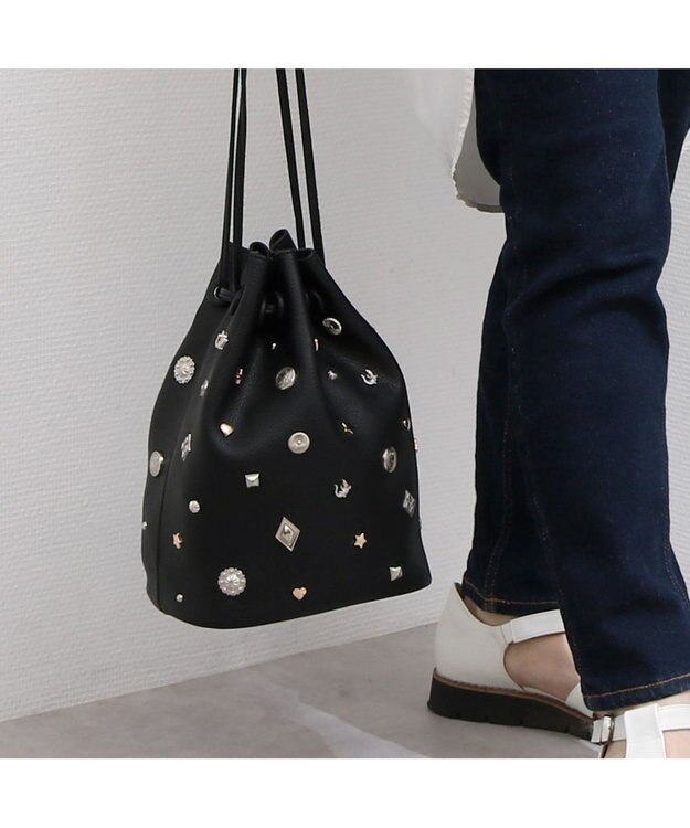 UNBILLION カカトゥ kakatoo / WEB限定ビジューミックスチャーム ドロストバッグ ブラック