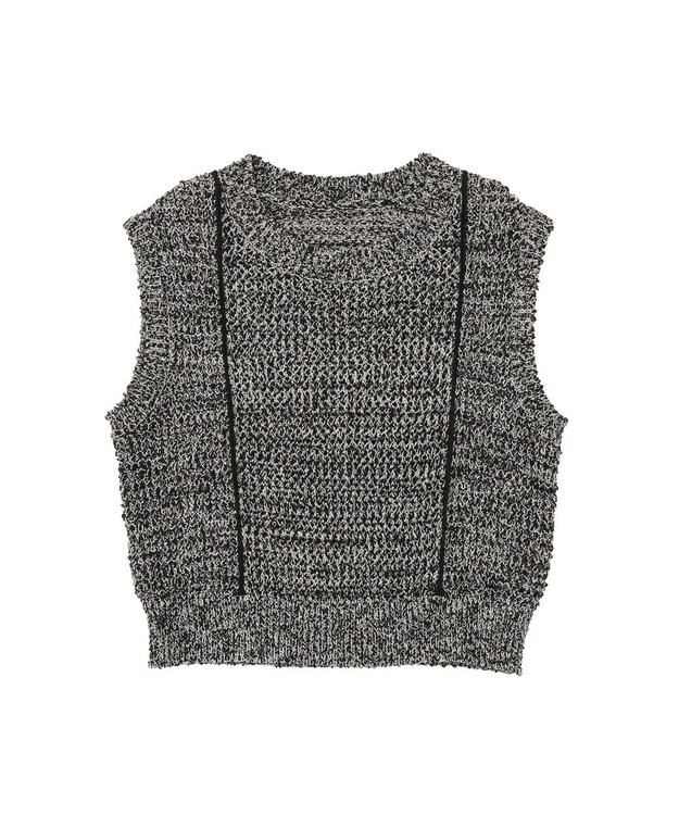 earth music&ecology 配色ラインＭＩＸニットベスト Black