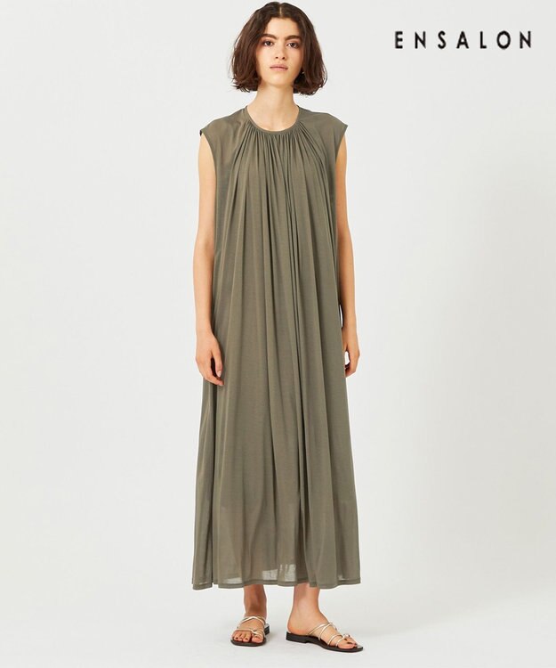 BEIGE， 【WEB限定】RUTILE / ジャージーワンピース Khaki