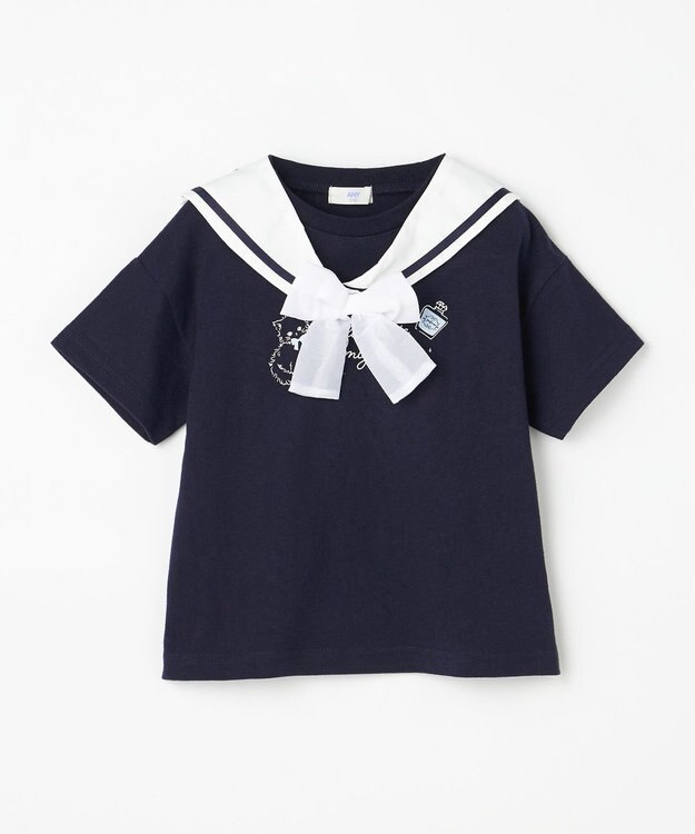 ANY KIDS 【綿100%/接触冷感】ひんやり 2WAY セーラーTシャツ ネイビー