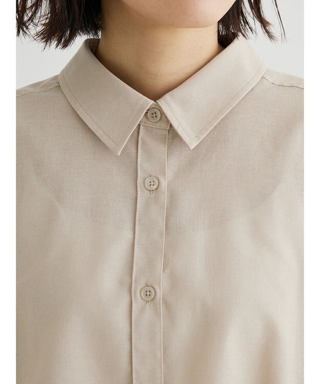 Green Parks 綿麻混レギュラーシャツ Light Beige