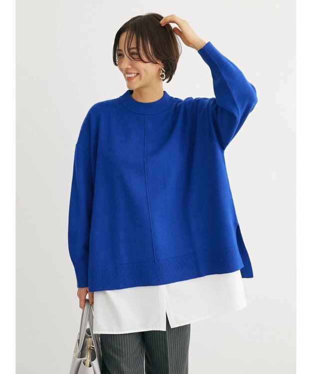 Green Parks もちやわ　モックネックプルオーバー Blue