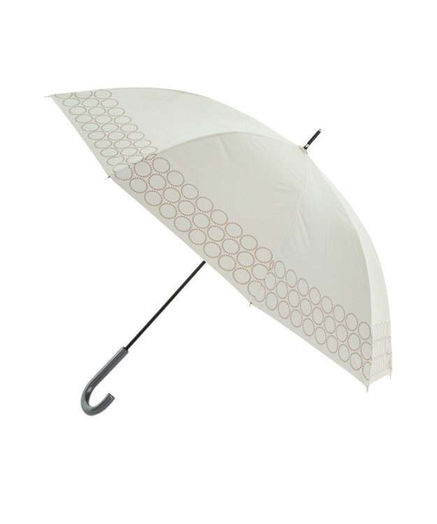 MOONBAT 晴雨兼用日傘 長傘 まるボーダー／遮光 遮熱 UV オフホワイト