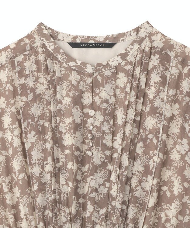 YECCA VECCA 花柄プリーツワンピース Beige