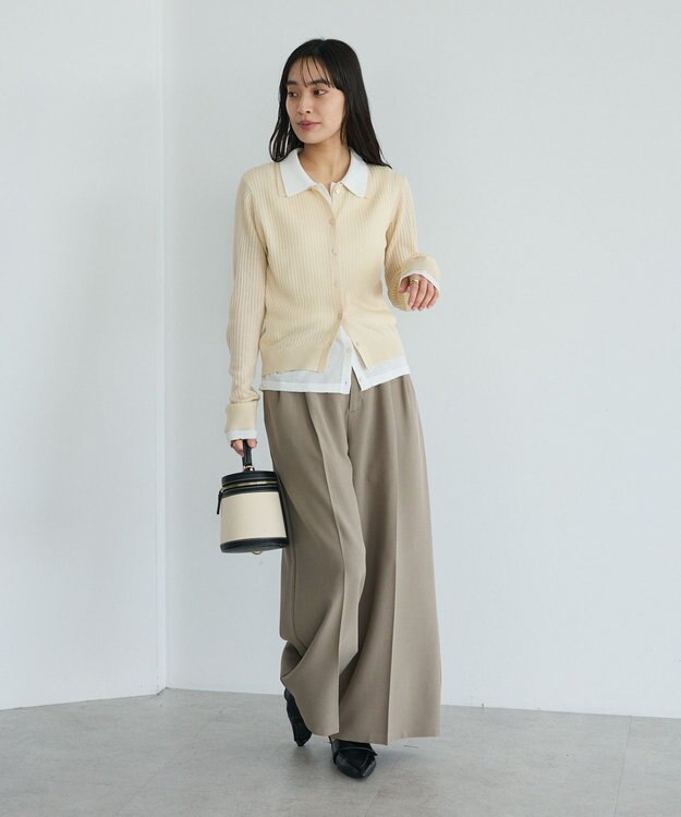 CRAFT STANDARD BOUTIQUE レイヤードポロ衿カーディガン Ivory