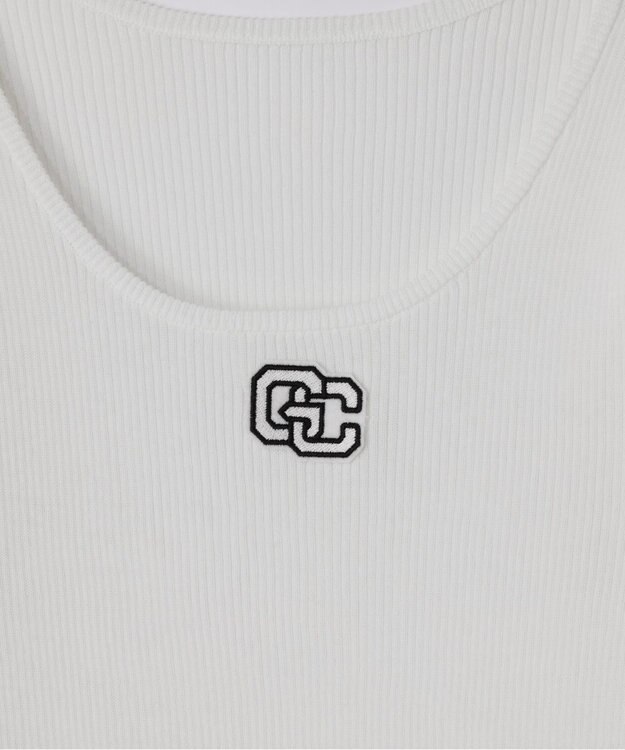 GRACE CONTINENTAL ロゴ刺繍リブトップ ホワイト