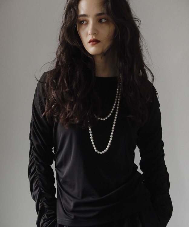 Green Parks ■ＥＳＣＡＲ　シャーリングギャザープルオーバー Black