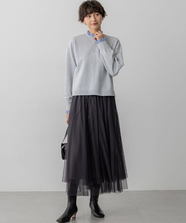 23区 S 【WEB＆一部店舗限定】クリアコットンテリー ストライプフリル スウェット ライトグレー系