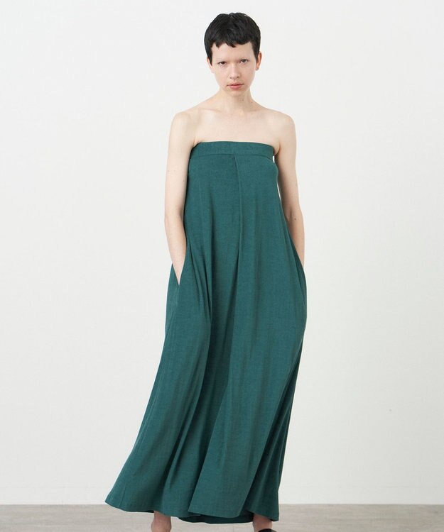 ATON MICRO COTTON PILE | ビスチェドレス GREEN