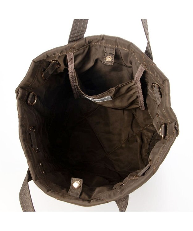 UNBILLION カシュカシュ cachecache / ヒネリ金具2wayナイロンキルティングトートM チョコ